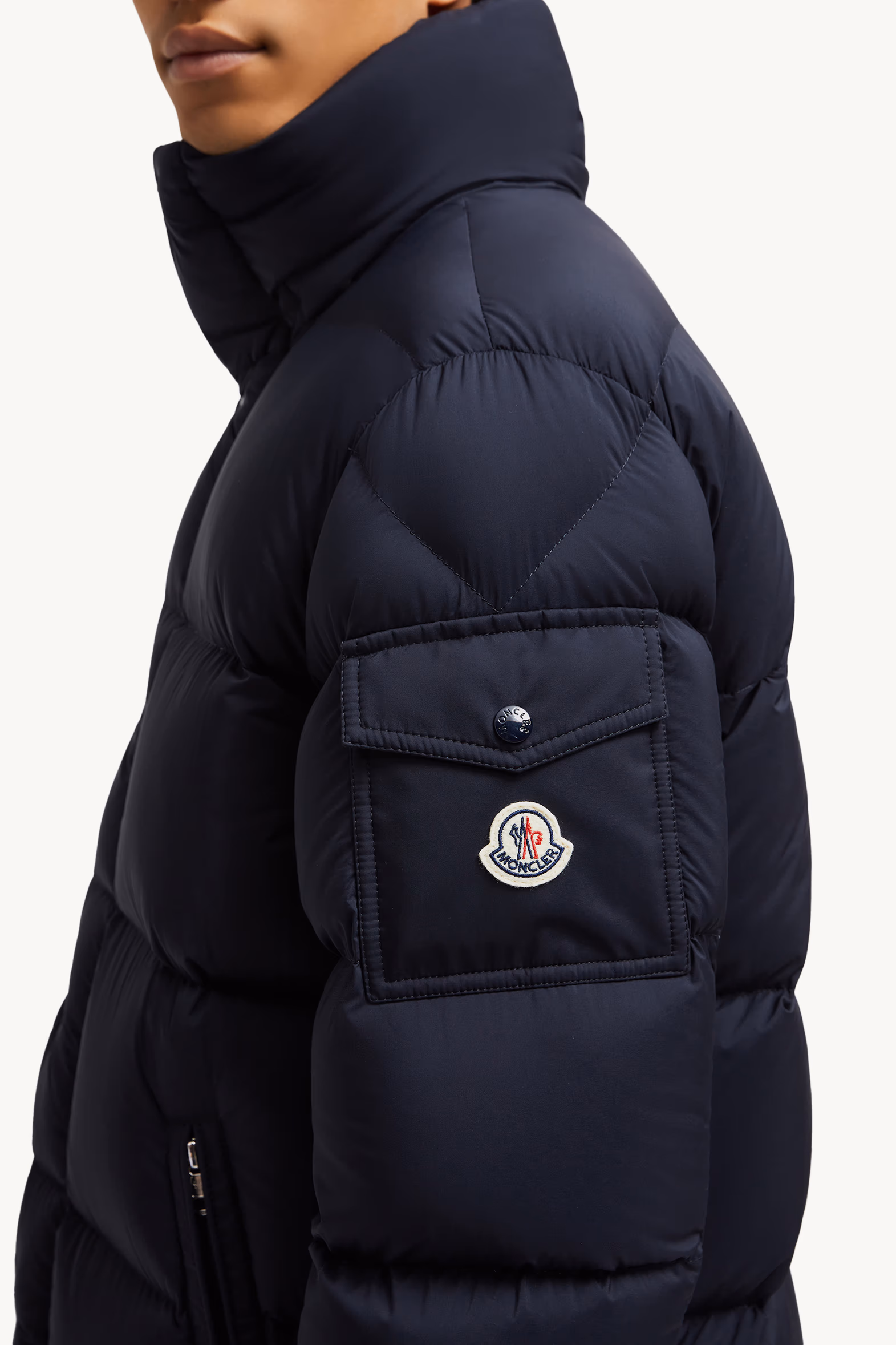 Hanoverian Hooded Long Down Jacket Men Night Blue Moncler 8